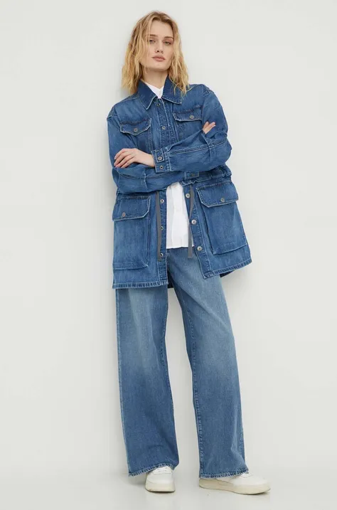 G-Star Raw kurtka jeansowa damska kolor niebieski przejściowa