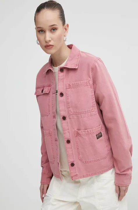Бавовняна куртка Superdry колір рожевий перехідна