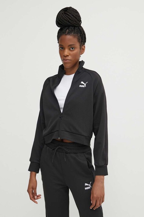Puma bluză T7 femei, culoarea negru, uni 624211