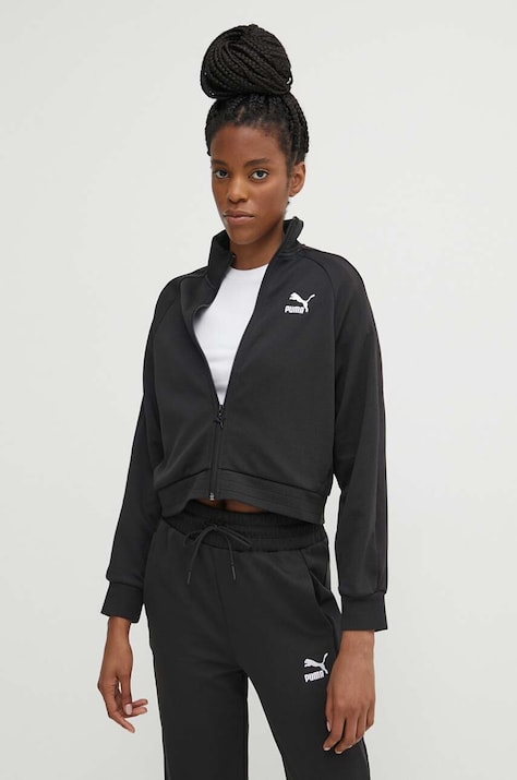Puma bluză T7 femei, culoarea negru, uni 624211