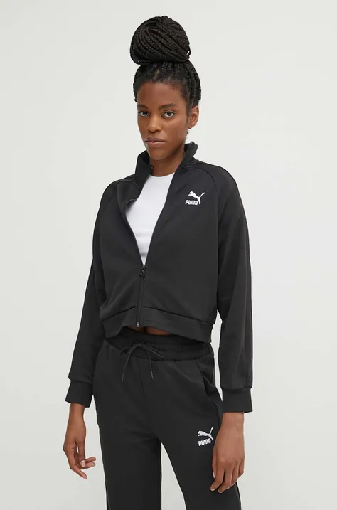 Суичър Puma T7 Track Jacket в черно с изчистен дизайн 678971 624211