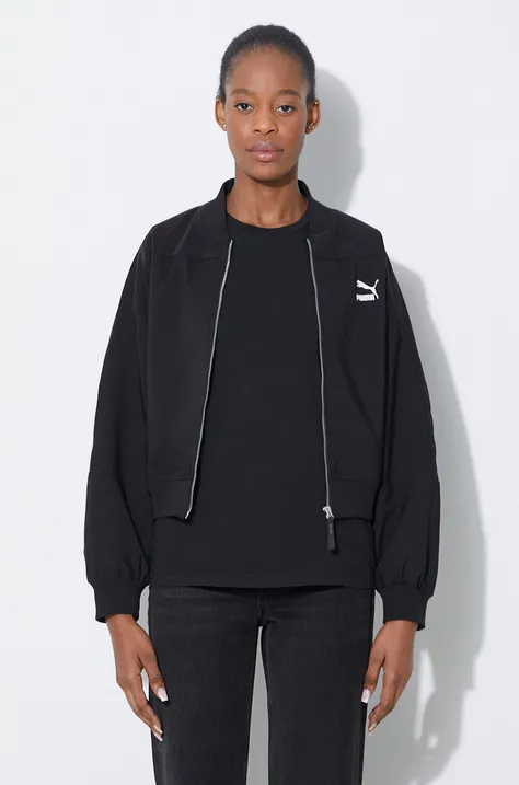 Puma bomber jacket Classics Shiny Bomber women’s black color 623696
