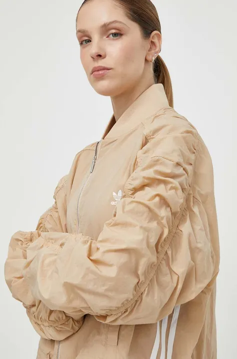 adidas Originals rövid kabát női, bézs, átmeneti, oversize, IY3422