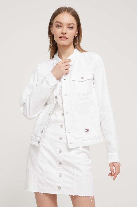 Джинсовая куртка Tommy Jeans женская цвет бежевый переходная
