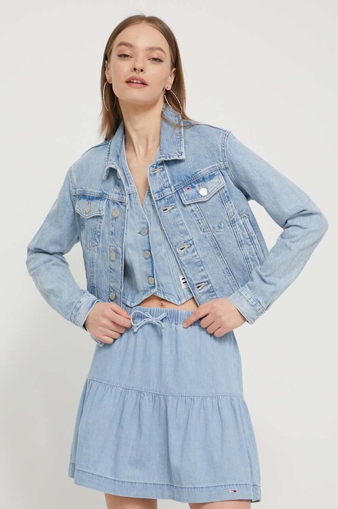Traper jakna Tommy Jeans za žene, za prijelazno razdoblje, DW0DW17661