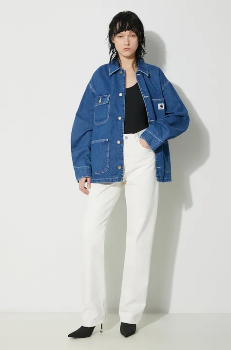 Carhartt WIP giacca di jeans OG Michigan Coat donna colore blu  I031923.106