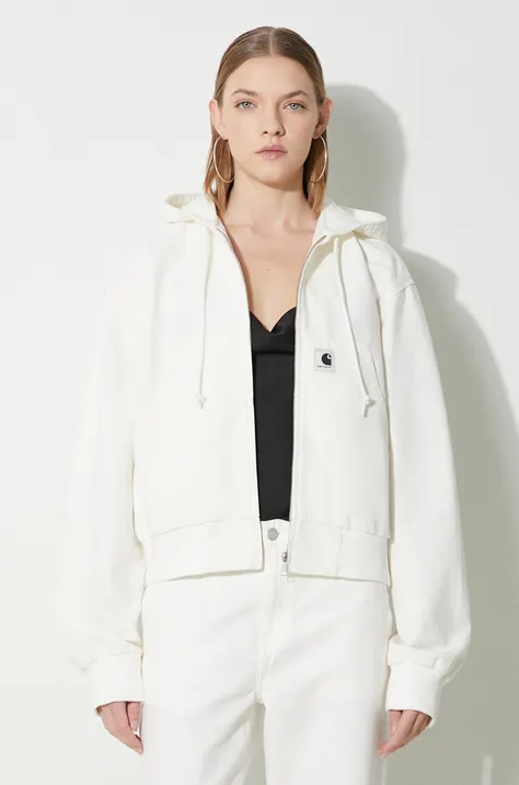 Rifľová bunda Carhartt WIP Amherst Jacket dámska, biela farba, prechodná, oversize, I033151.D602