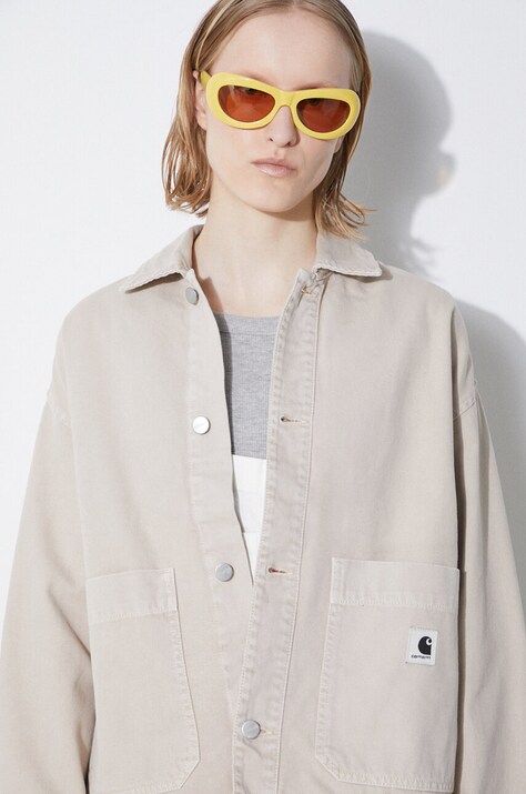 Traper jakna Carhartt WIP Garrison Jacket za žene, boja: bež, za prijelazno razdoblje, oversize, I033349.1YC4J