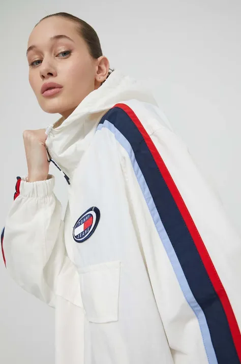 Tommy Jeans kurtka damska kolor beżowy przejściowa oversize DW0DW18151