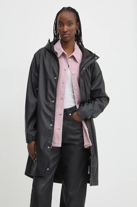 Herschel geaca de ploaie femei, culoarea negru, de tranzitie
