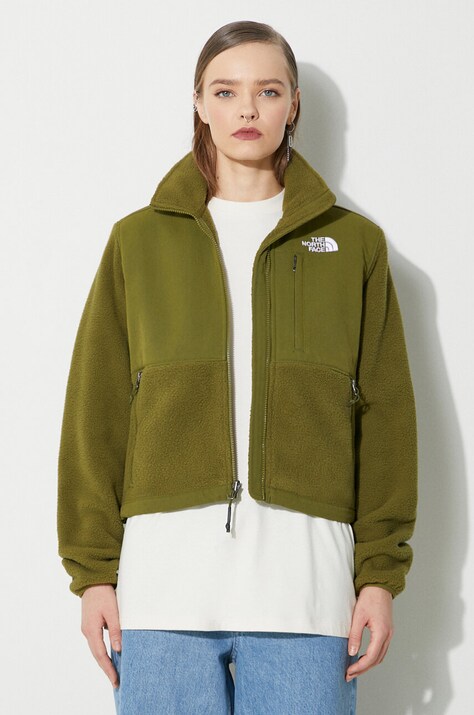 The North Face geacă W Ripstop Denali Jacket femei, culoarea verde, de tranziție, oversize, NF0A870SPIB1
