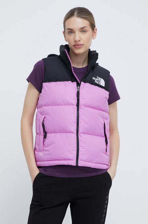 Brezrokavnik s puhom The North Face 1996 RETRO NUPTSE VEST ženski, vijolična barva, NF0A3XEPQIX1