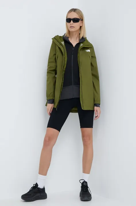Куртка The North Face жіноча колір зелений перехідна