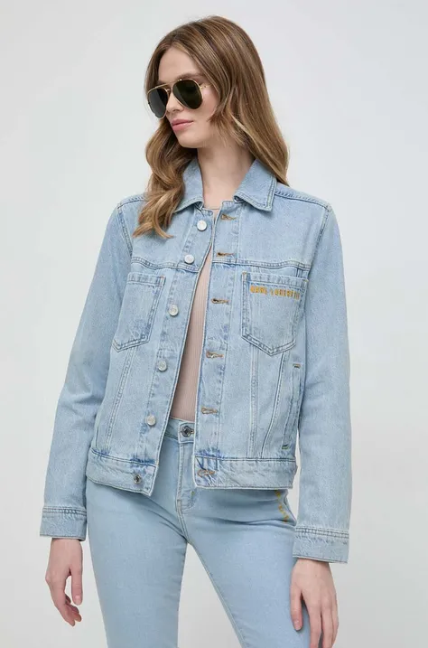 Karl Lagerfeld kurtka jeansowa damska kolor niebieski przejściowa