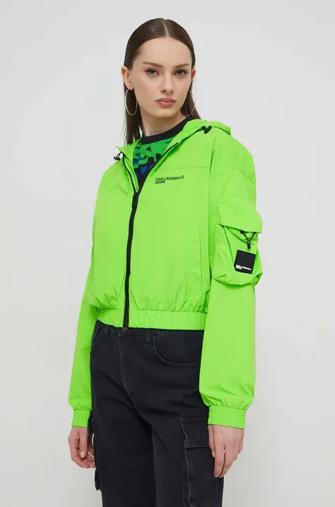 Bunda Karl Lagerfeld Jeans dámska, zelená farba, prechodná