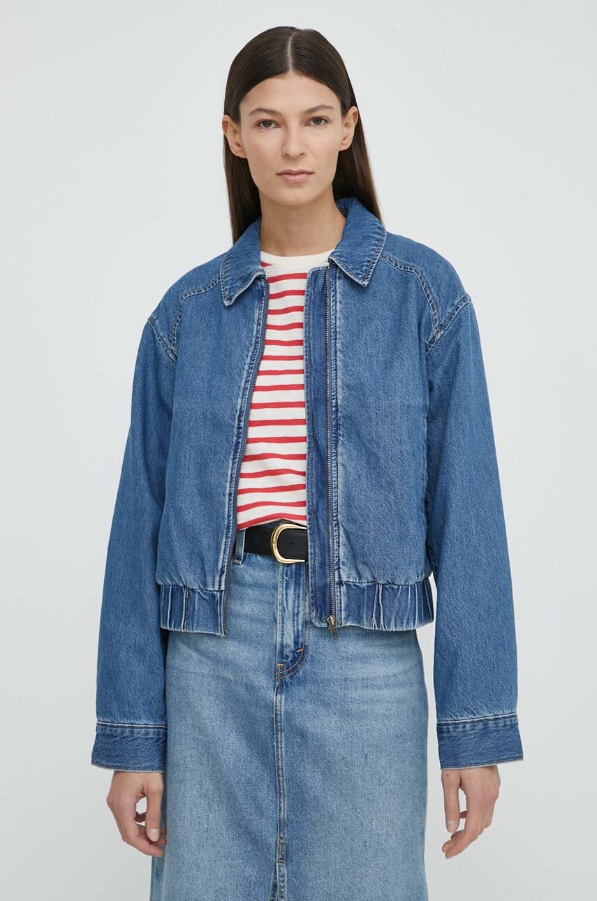 Levi's geacă din denim femei, culoarea bleumarin, de tranziție