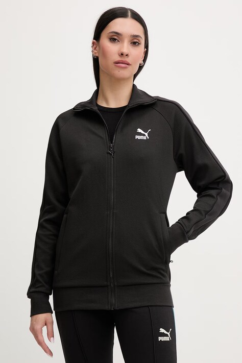 Puma Μπλούζα με κουμπιά γυναικεία T7 Track Μαύρη 624328