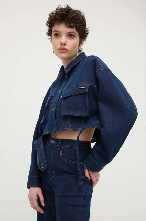 Rotate denim jacket women's navy blue color