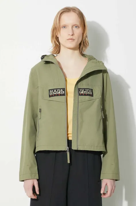 Napapijri jacket Rainforest Op S W women's green color NP0A4HTRGAE1
