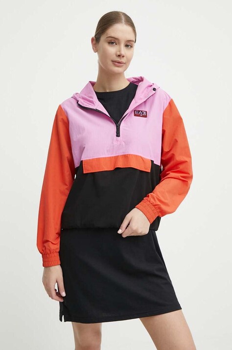 Jakna EA7 Emporio Armani za žene, boja: ružičasta, za prijelazno razdoblje