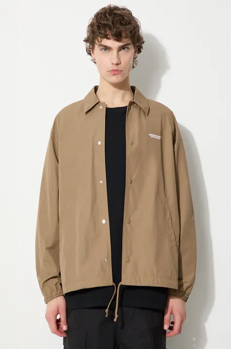 Bunda Undercover Jacket pánská, béžová barva, přechodná, oversize, UB0D4201