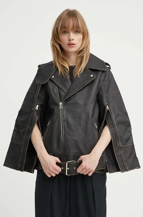 Kožená bunda By Malene Birger BEATR ISSE dámská, černá barva, přechodná, Q71742002Z