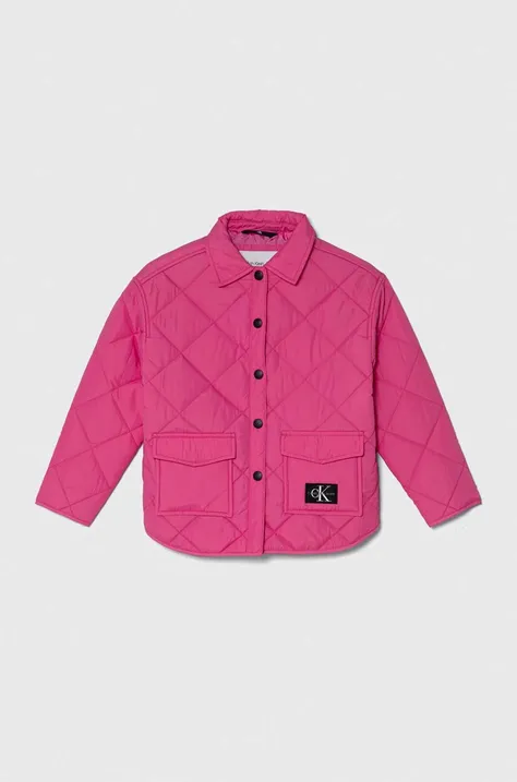 Παιδικό μπουφάν Calvin Klein Jeans χρώμα: ροζ