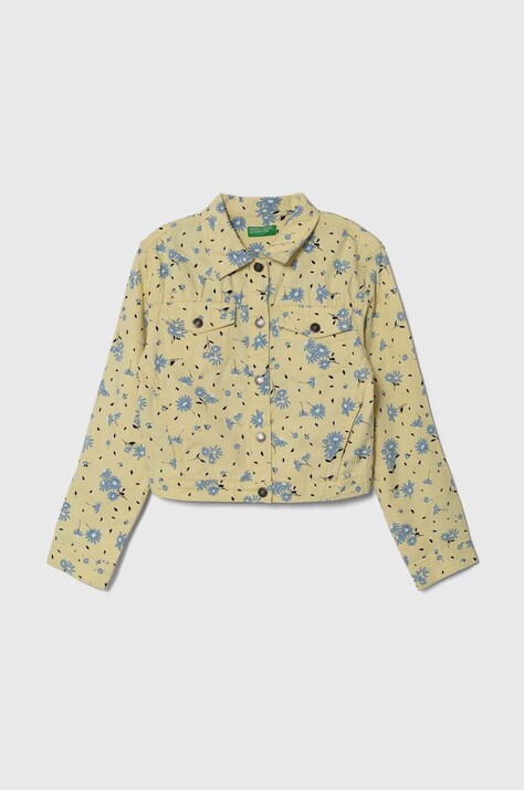 United Colors of Benetton kurtka jeansowa dziecięca kolor żółty