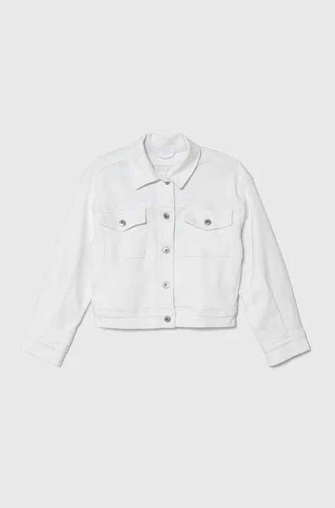 Abercrombie & Fitch kurtka jeansowa dziecięca kolor biały