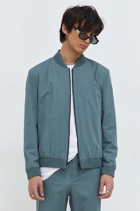 Bomber jakna HUGO za muškarce, boja: zelena, za prijelazno razdoblje, 50488019