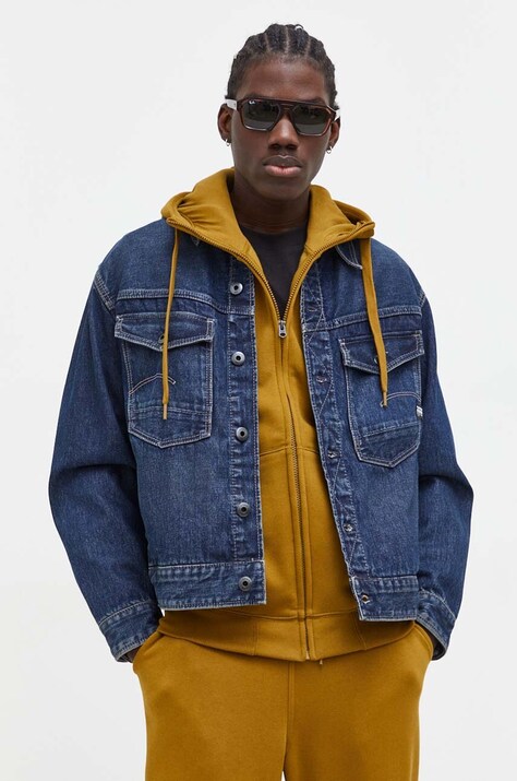 G-Star geacă din denim bărbați, culoarea bleumarin, de tranziție