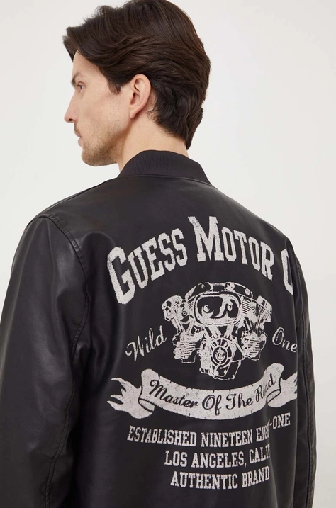 Guess geaca barbati, culoarea negru, de tranzitie