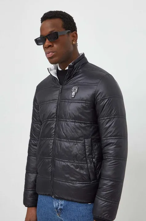 Obojstranná bunda Karl Lagerfeld pánska, čierna farba, prechodná