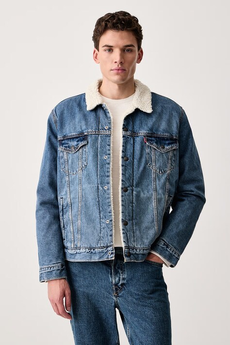 Levi's Krótka kurtka męska sztruksowa TYPE 3 SHERPA niebieska 16365