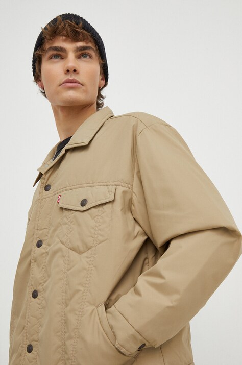 Levi's geaca barbati, culoarea bej, de tranzitie, oversize