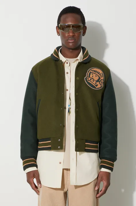 Куртка-бомбер Billionaire Boys Club Astro Varsity чоловіча колір зелений перехідна oversize B23402