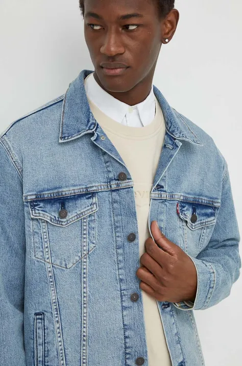 Levi's kurtka jeansowa męska kolor niebieski przejściowa