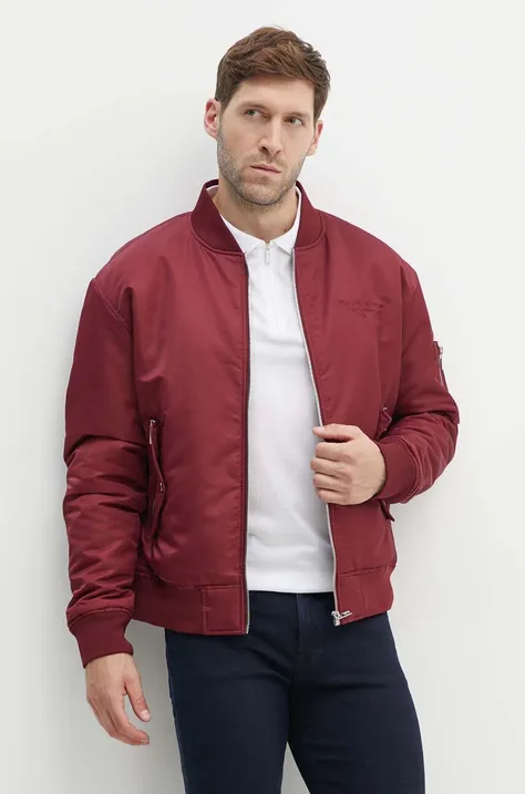 Куртка-бомбер Karl Lagerfeld чоловічий колір бордовий перехідна