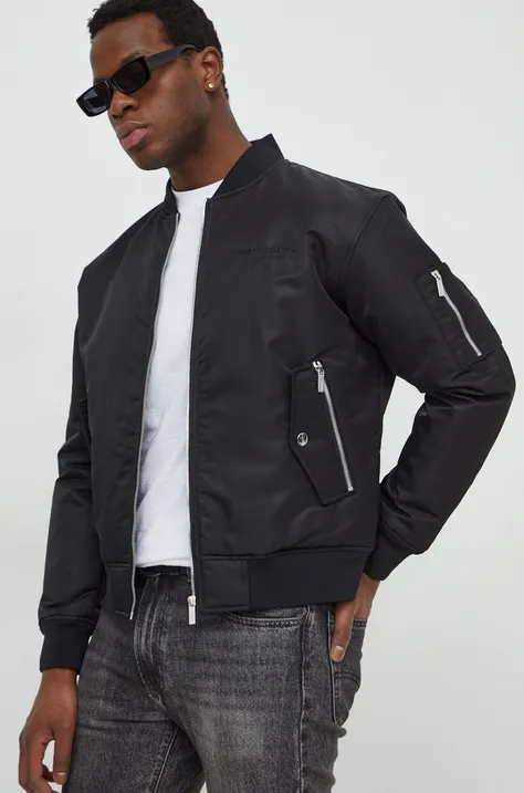 Bomber jakna Karl Lagerfeld za muškarce, boja: crna, za prijelazno razdoblje