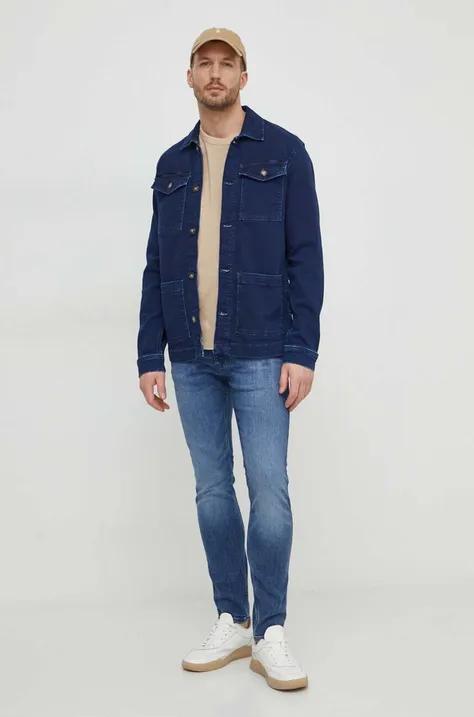 Pepe Jeans kurtka jeansowa męska kolor granatowy przejściowa