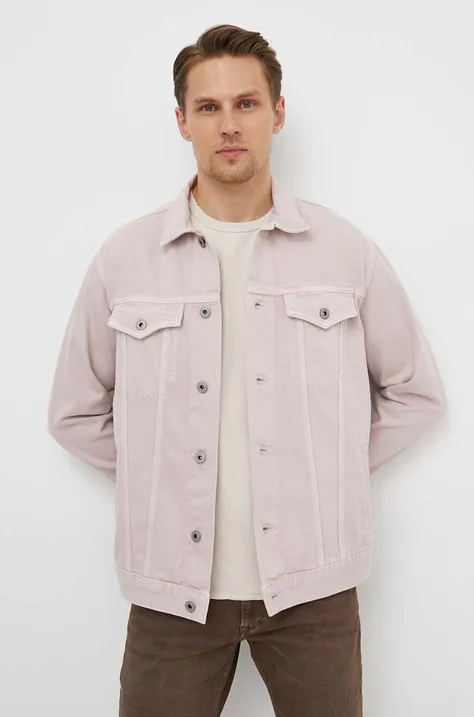 Rifľová bunda Pepe Jeans pánska, ružová farba, prechodná