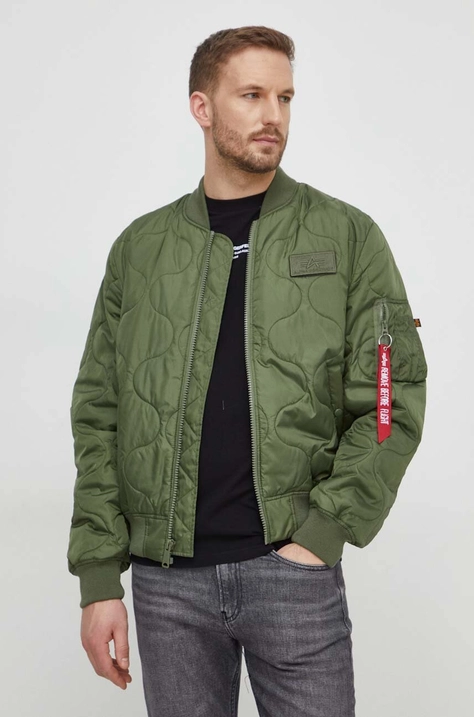 Bomber jakna Alpha Industries MA-1 ALS za muškarce, boja: zelena, za prijelazno razdoblje