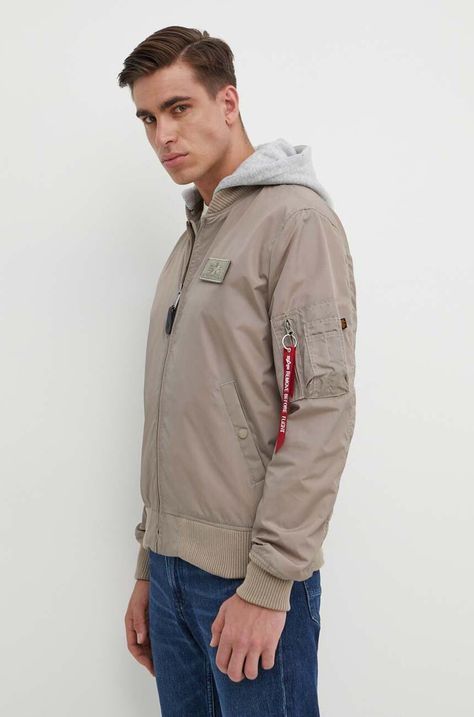 Alpha Industries giacca MA-1 TT Hood uomo colore beige 196108