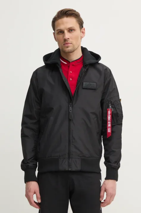 Jakna Alpha Industries MA-1 TT Hood moška, črna barva, 196108