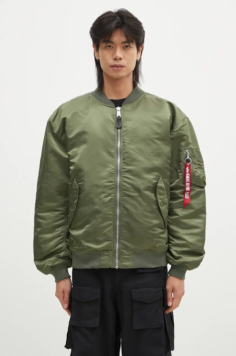 Alpha Industries geacă bomber MA-1 CS barbati, culoarea verde, de tranzitie, oversize, 136136
