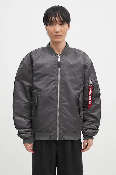 Alpha Industries geacă bomber MA-1 CS barbati, culoarea gri, de tranzitie, oversize, 136136