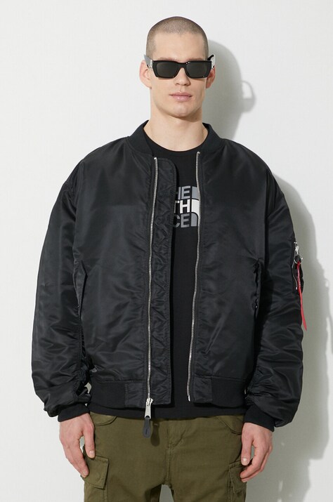 Bomber bunda Alpha Industries MA-1 CS černá barva, přechodná, oversize, 136136