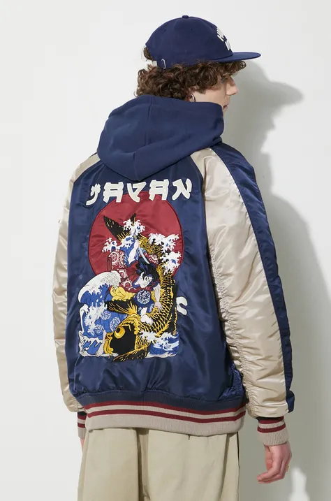 Bomber jakna Alpha Industries Japan Warrior Souvenir za muškarce, boja: tamno plava, za prijelazno razdoblje, 146101