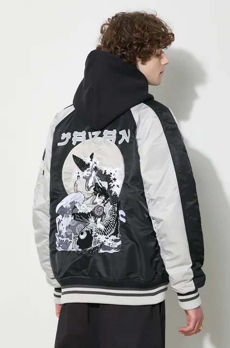 Куртка-бомбер Alpha Industries Japan Warrior Souvenir мужской цвет чёрный переходная 146101