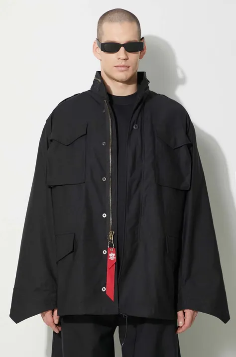 Куртка Alpha Industries M-65 чоловіча колір чорний перехідна oversize 100103